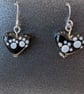 Handmade Murano Glass Black Hearts with paw prints Earrings - Image 2