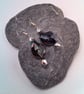 Black Iridescent Twist Bead and Silver Faceted Bead Silver Plated Earrings - Image 9