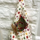 Squares Peg Bag, Canvas Peg Storage Bag, Floral Lined Peg Bag