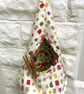 Floral Lined Peg Bag, Squares Peg Bag, Canvas Peg Storage Bag  - Image 1