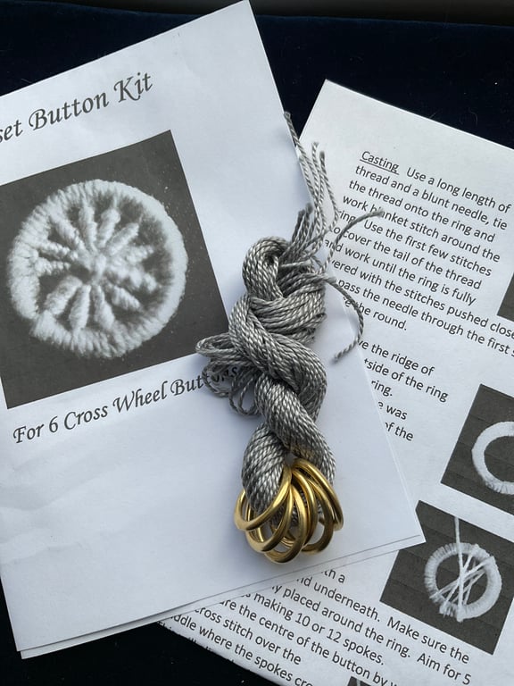 Kit to Make 6 x Dorset Cross Wheel Buttons, Grey