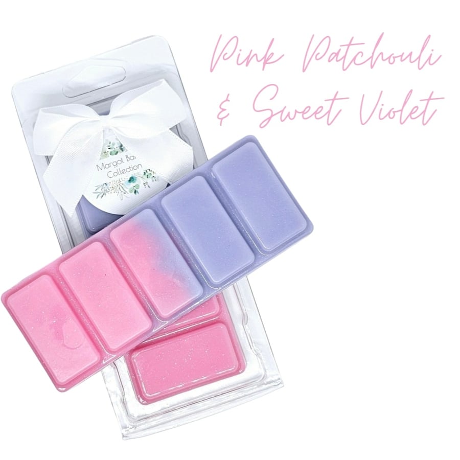 Pink Patchouli & Sweet Violet  Wax Melts UK  50G Luxury  Natural  Highly Scented