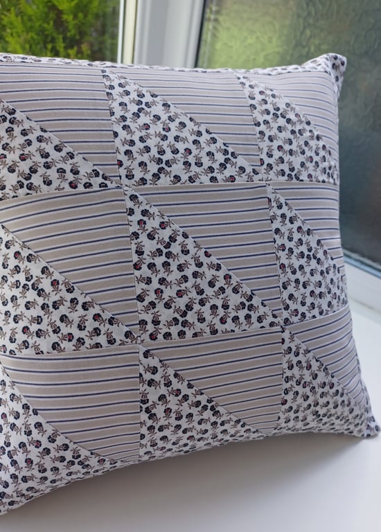 Large Patchwork Memory Cushion Handmade Using The Clothing of a Loved one 