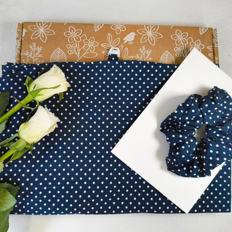 Navy Spots, Breastfeeding Cover and Scrunchie Gift Set, Burp Cloth and Comforter