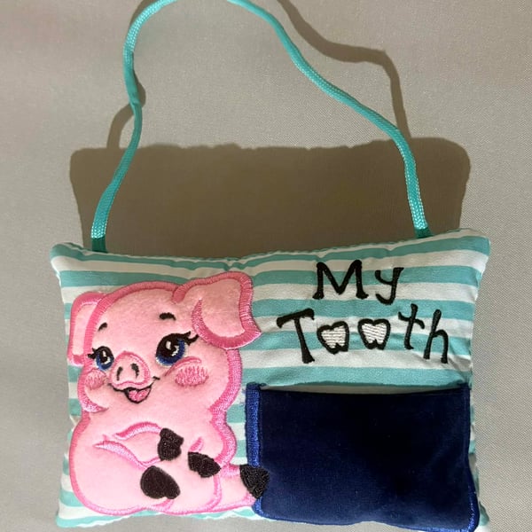  Tooth fairy Pillow, Embroidered Pig