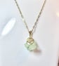 Handmade Green Crystal Necklace with 14 Karat Gold-Plated chain