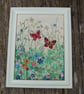 Meadow with Butterflies - hand stitched