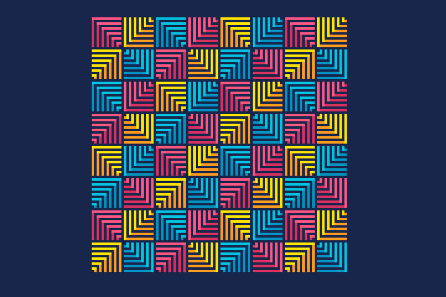 155 Cross Stitch Pattern 3Dgeometrical abstract lattice squares Optical illusion