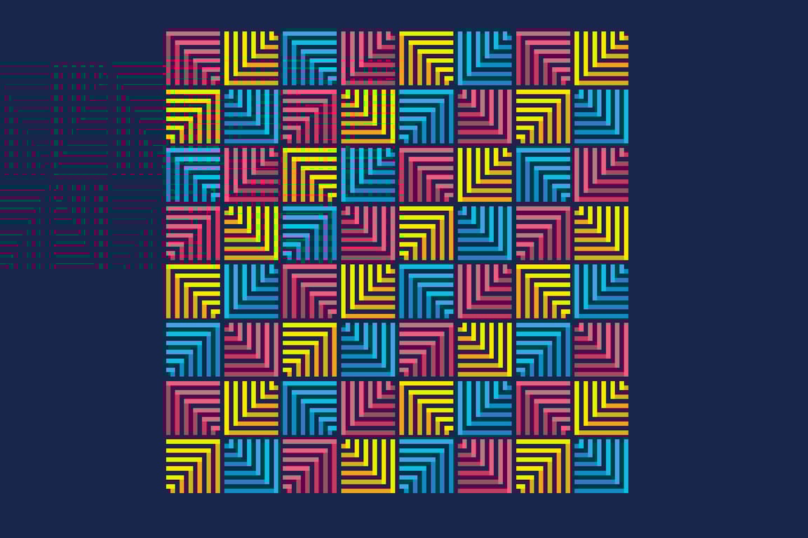 155 Cross Stitch Pattern 3Dgeometrical abstract lattice squares Optical illusion