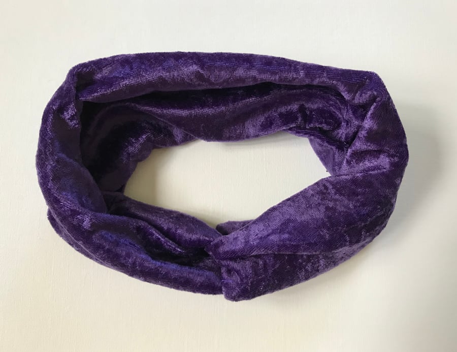 Purple Crushed Velvet Stretch Headband