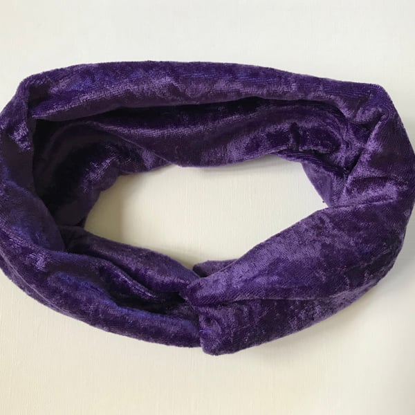 Purple Crushed Velvet Stretch Headband