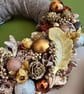 Luxury gold fabric Christmas wreath tweed floral wall hanging mantel piece - Image 2