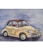 Original ACEO Miniature Watercolour Painting Classic Moggie Minor  Car - Image 2
