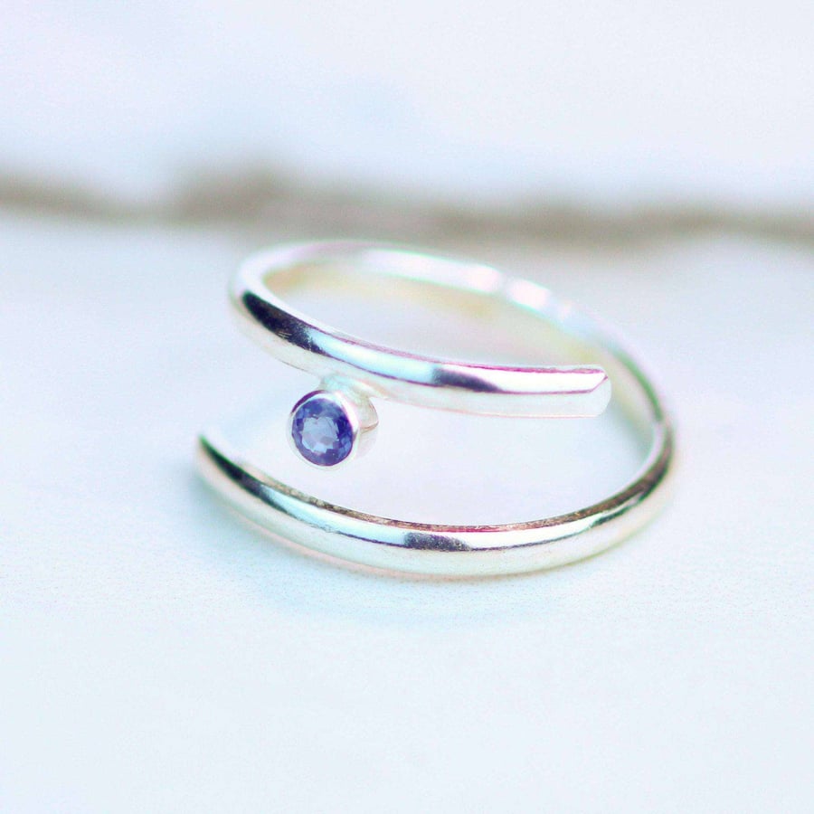 Sapphire ring - September birthstone - adjustable ring - eco silver ring - sapph