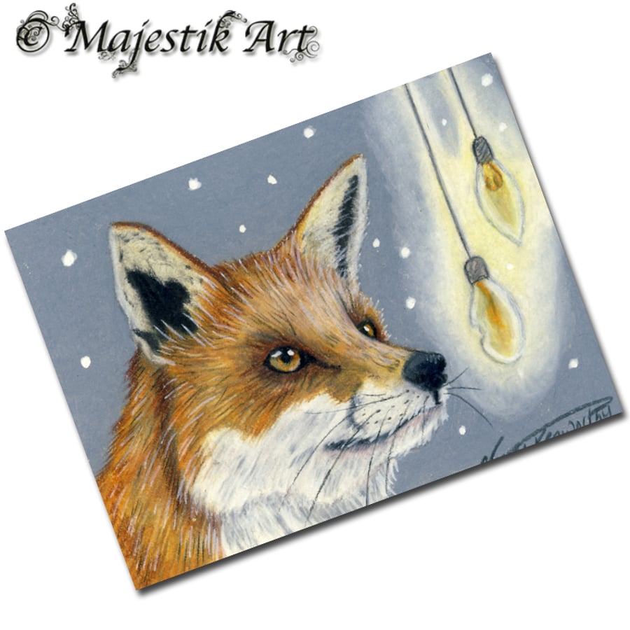 Archival ACEO Fox Print 'Clear' By V Kenworthy