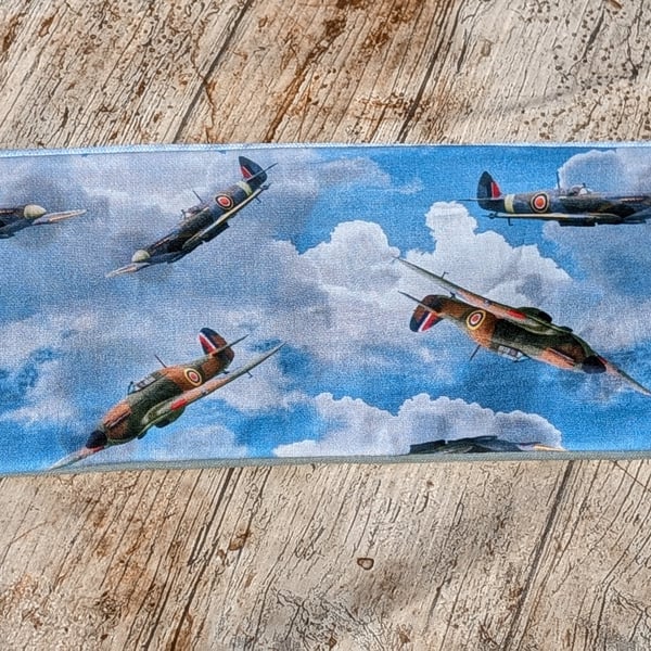Spitfire patterned long wide pencil case, vintage planes, Stationary, School