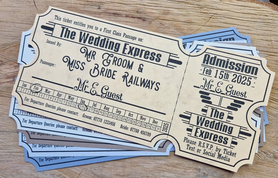 Vintage Train Ticket Wedding Invitations