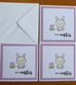 Pack of 3 Mini Easter Cards - Bunny - Pink Polka Dots