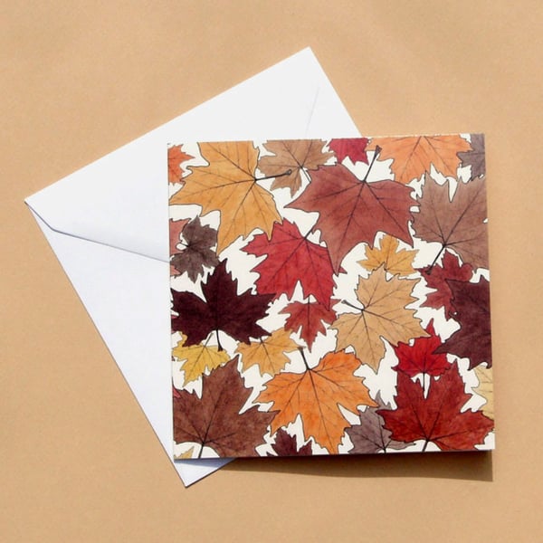 Greetings Card - Blank - Autumn Leaves
