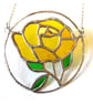 Rose Ring Suncatcher Stained Glass Yellow Handmade Gift Flower - Image 4