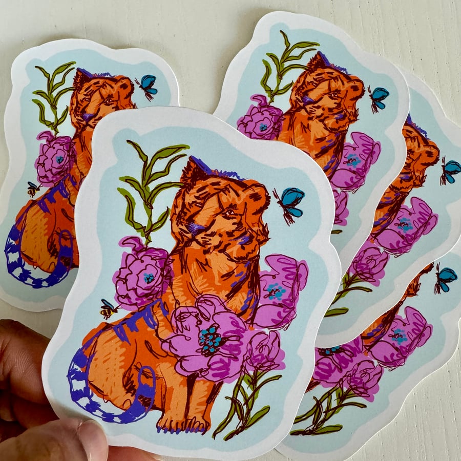 Tiger Sticker Nature Wildlife Matt Vinyl Waterproof