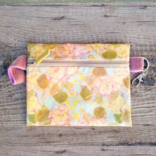 Floral zip pouch