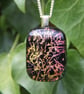 Orange Gold  Pattern Dichroic Glass Pendant,  Fused Glass Necklace F27 - Image 2