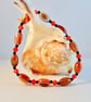 Banded Red Agate Bracelet With Swarovski Crystals - Handmade In Devon - Image 1
