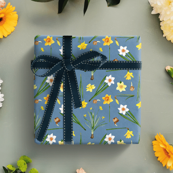 Daffodil Wrapping Paper, Spring Gift Wrap, Spring Birthday 