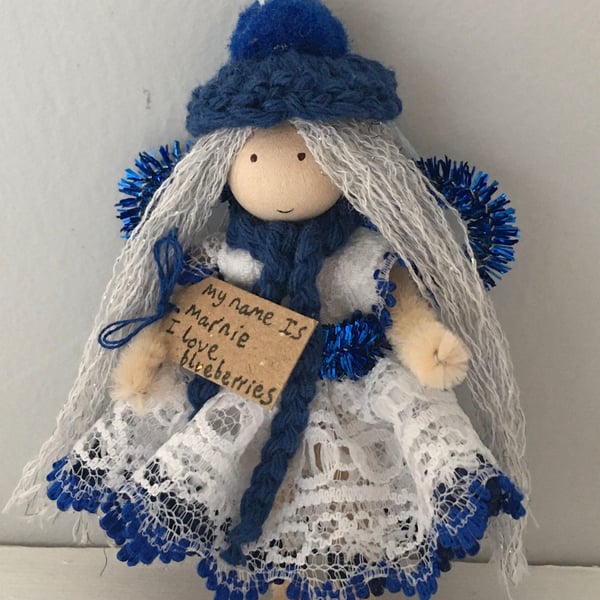 Tiny Blue Winter Fairy Doll Decoration 