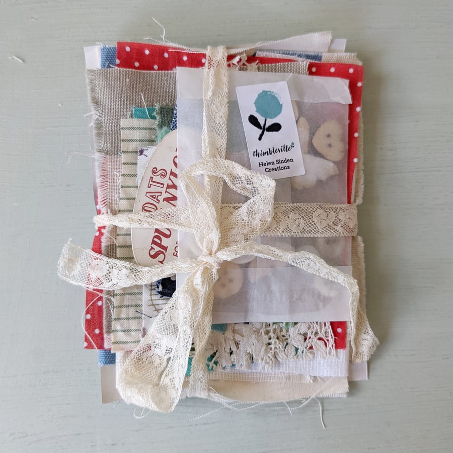 Be Mindful Slow Stitching Fabric and Buttons Bundle 