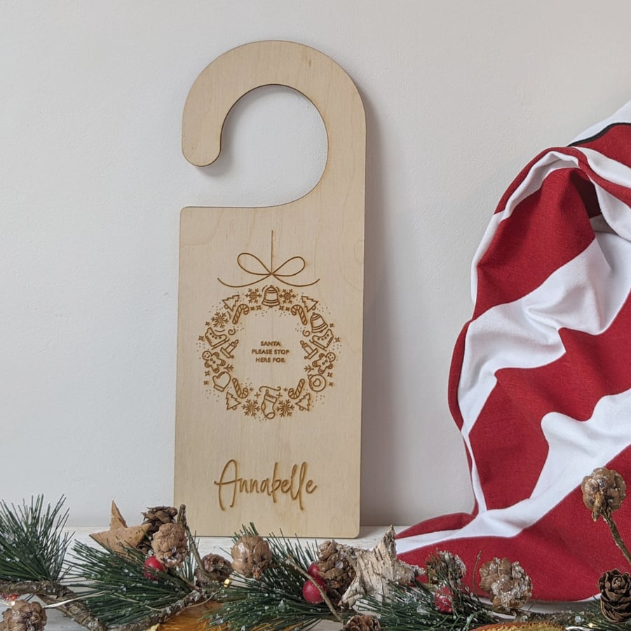 Christmas Wreath Personalised door hanger decoration