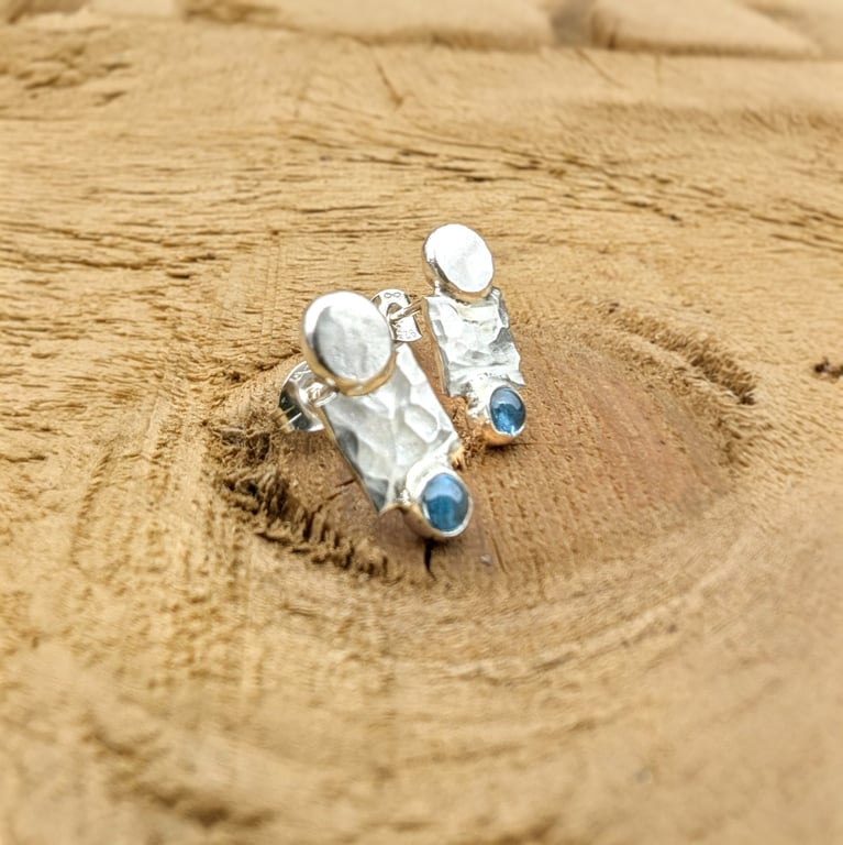 STERLING SILVER Topaz Stud Earrings, Handmade Urban Jewellery