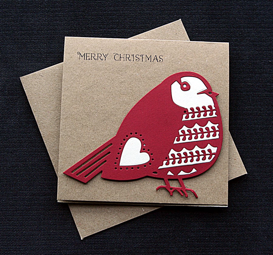 Red Robin - Handcrafted Christmas Card - dr19-0050