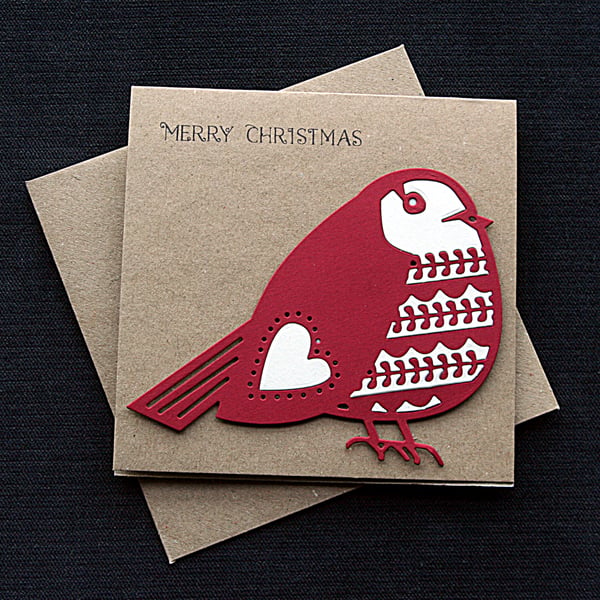 Red Robin - Handcrafted Christmas Card - dr19-0050