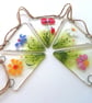 Summer floral bunting, fused glass, gift for mum, patio decoration, window art. 