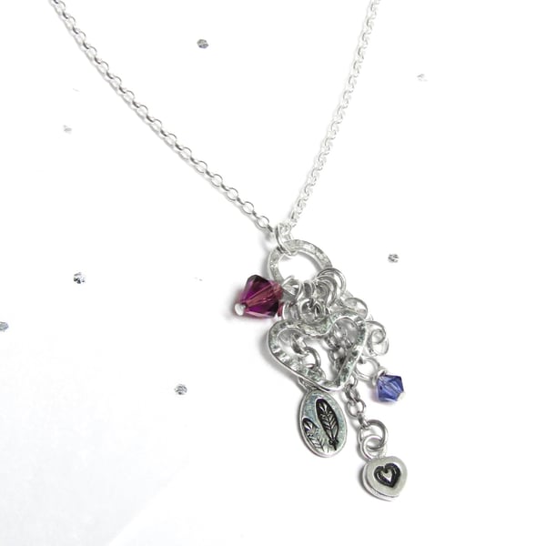 Purple heart charm necklace
