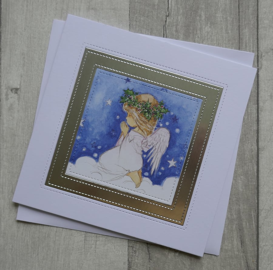 Angel Praying - Cute Christmas Card