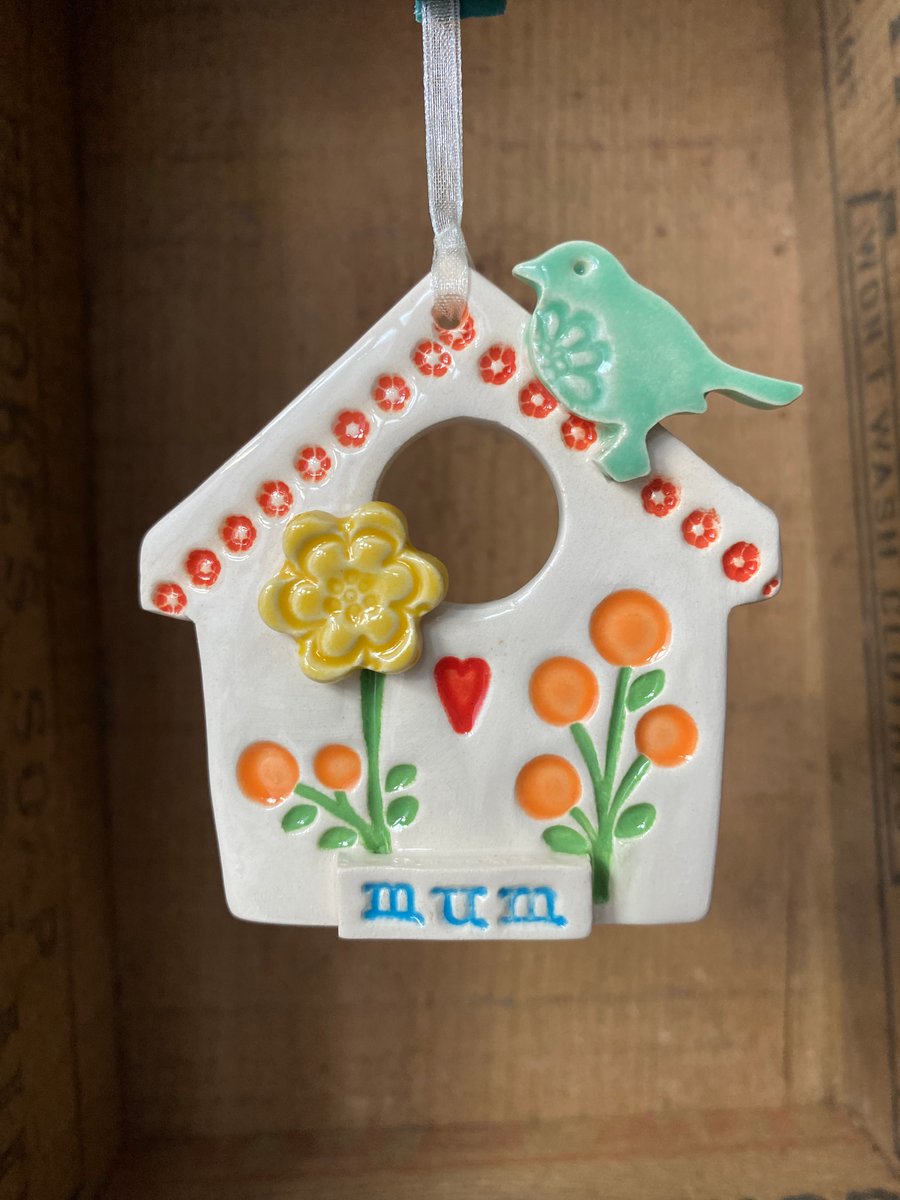 Mum Ceramic bird house decoration