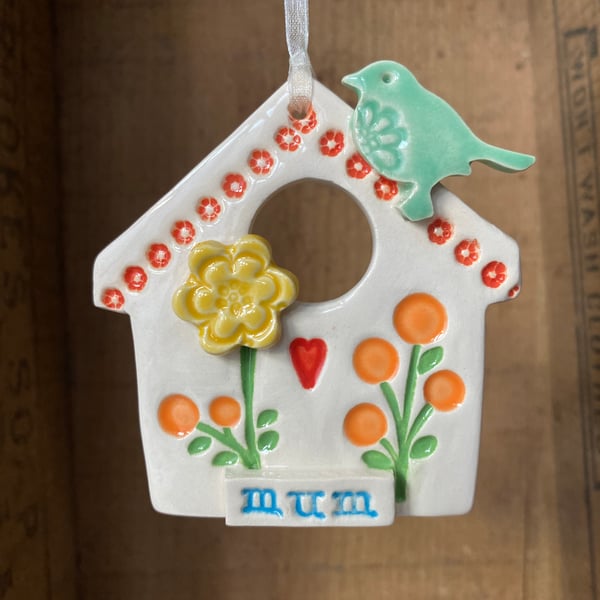 Mum Ceramic bird house decoration