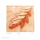 Oak drypoint no.5 of 10 forest floor shades of autumn small scale print
