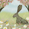Under the Cherry Blossom, blank greetings card 