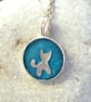 Cat resin pendant in sterling silver