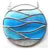 Making Waves Aqua Stained Glass Suncatcher Handmade Ring Sea 023