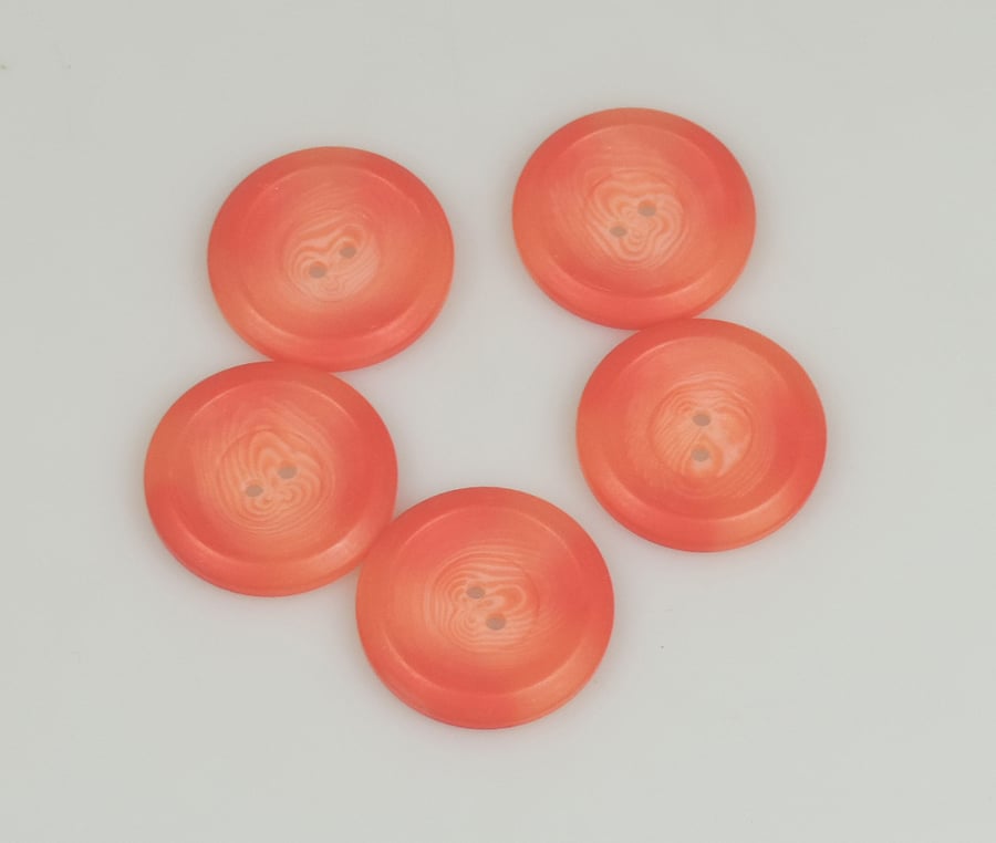 Orange, 30mm, 3cm Round buttons, Craft Supplies, Large Buttons, x10 SALE