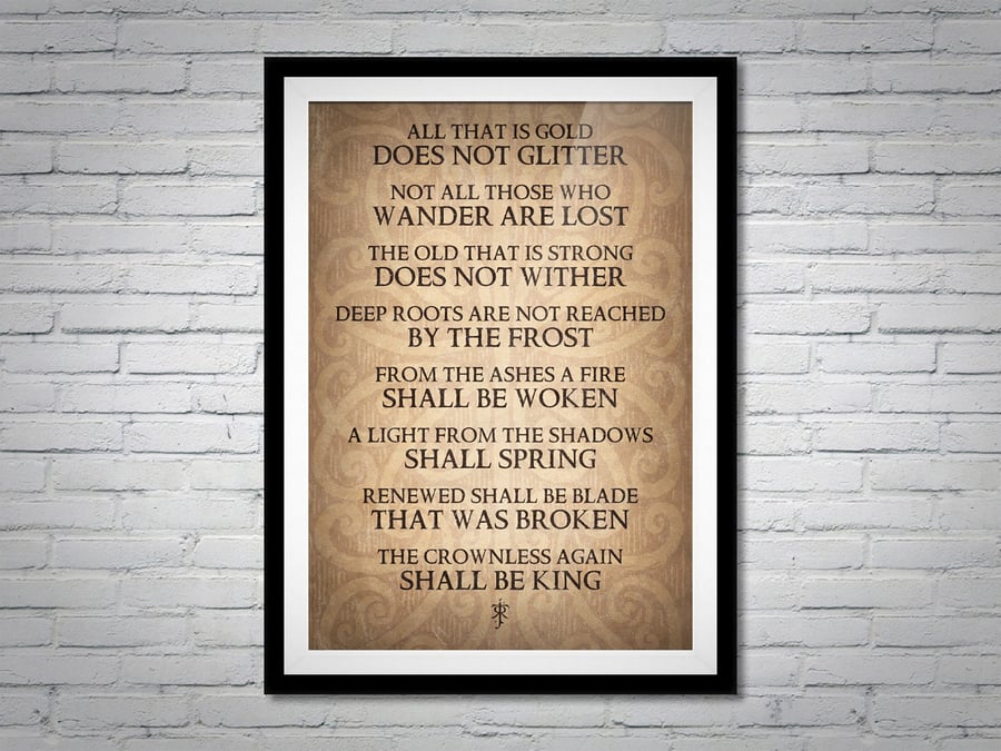 Lord of the Rings All That Is Gold Movie Poster Print Wall Art Gift