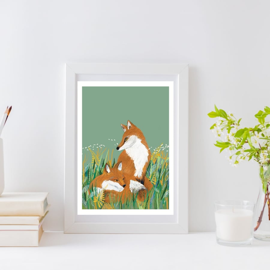 Fox art print woodlands art print nursery art for the home