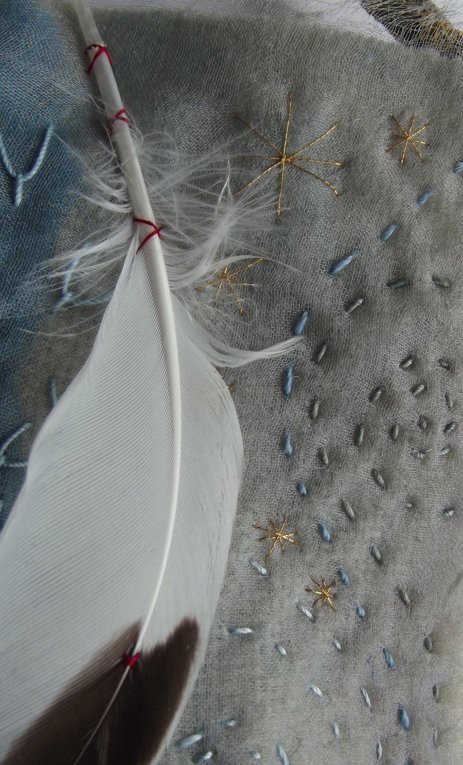 Skywards: Hand Embroidered Textile Hanging