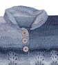 Hand Knitted Baby Cardigan, Grey White Ombre, 0-3 Months - Image 10