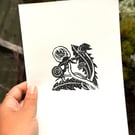 'Dandelion Seed I' A5 Folksy Linocut Print on Fine Art Printmaking Paper
